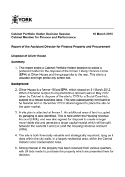 Cabinet Portfolio Holder Decision Session 18 March 2015 Cabinet