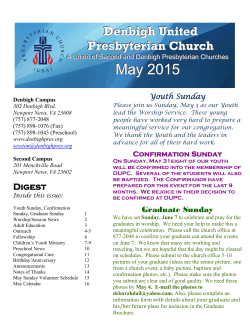 May 2015 - Denbigh Presbyterian Church