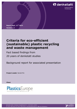 Criteria for eco-efficient (sustainable) plastic recycling and waste
