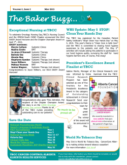 May 2015 Baker Buzz - Department of Oncology