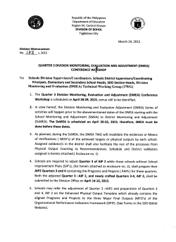 Quarter 3 Division Monitoring, Evaluation and Adjustment (DMEA)