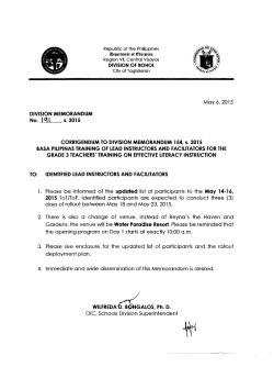 Corrigendum to Division Memorandum 154, s. 2015 Basa Pilipinas