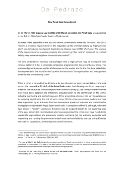 New Penal Code Amendment On 31 March 2015 Organic Law 1