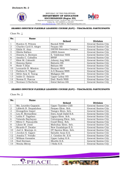 DEPARTMENT OF EDUCATION Class No. 1 No