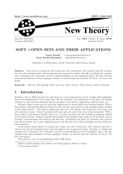 SOFT Î²-OPEN SETS AND THEIR APPLICATIONS 1 Introduction