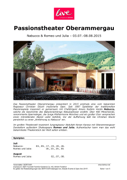 Programm Passionstheater Oberammergau 2015