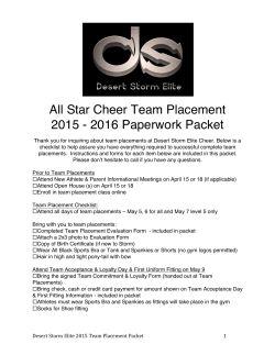 All Star Cheer Team Placement 2015 - 2016