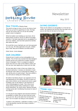 Newsletter May 2015 - destinyhouse.org.za
