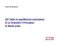 Mar 19-ICE table & Le Chatelier`s principle