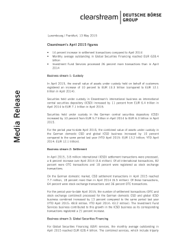 Clearstream`s April 2015 figures