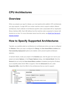 CPU Architectures Overview How to Specify Supported