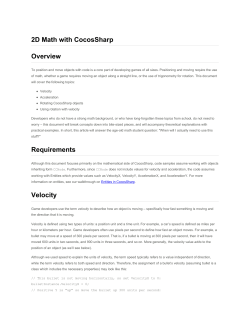 2D Math with CocosSharp Overview Requirements Velocity