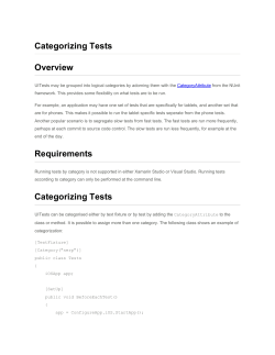 Categorizing Tests Overview Requirements Categorizing