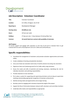 Job Description: Volunteer Coordinator Specific