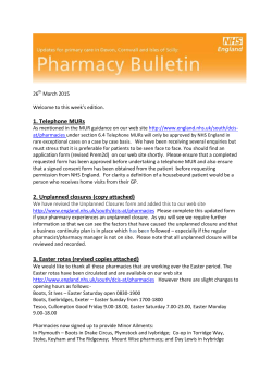 Pharmacy weekly e-communication 26 March 2015