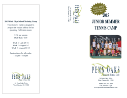 2015 junior summer tennis camp - Penn Oaks Tennis and Fitness Club