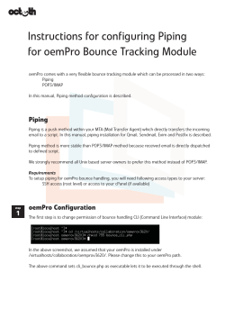 Instructions for configuring Piping for oemPro Bounce Tracking Module