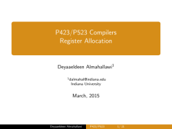 P423/P523 Compilers Register Allocation