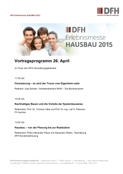 Vortragsprogramm 26. April - DFH Deutsche Fertighaus Holding AG