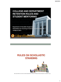 Rules and Mentoring - UP DGE & TCAGP