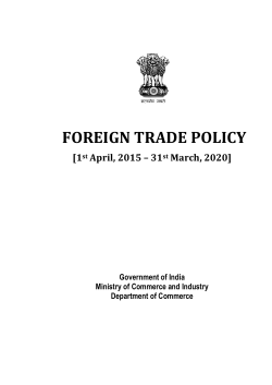 Foreign Trade Policy (2015-2020) - Directorate General of Foreign