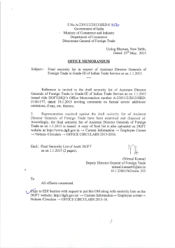 Seniority list of Asstt. DGFT (ITS) - Directorate General of Foreign