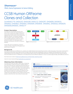 CCSB Human ORFeome Technical Manual