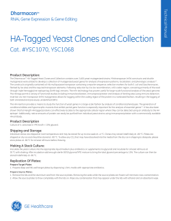 HA Tagged Yeast Clones and Collection - Technical