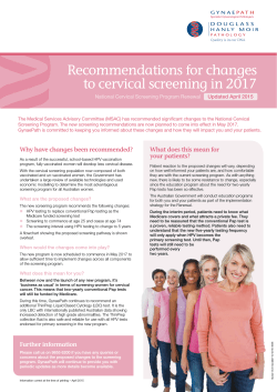 Recommendations for changes to cervical screening in 2017