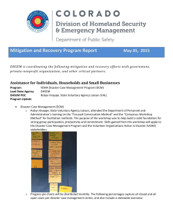 May 5, 2015: Mitigation and Recovery Program Report