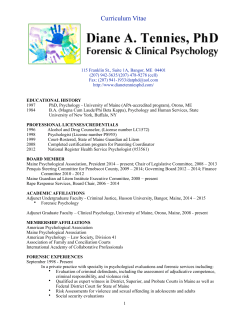 Curriculum Vitae - Diane A. Tennies, Ph.D., LADC