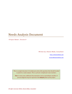 Needs Analysis Document