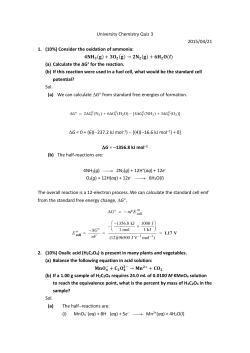 University Chemistry Quiz 3 2015/04/21 1. (10%) Consider the