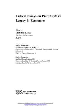 Critical Essays on Piero Sraffa`s Legacy in Economics
