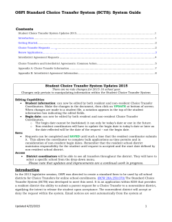 OSPI Standard Choice Transfer System (SCTS): System Guide