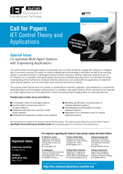 Call for Papers IET Control Theory and
