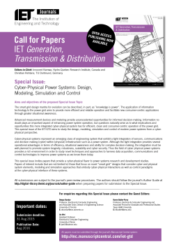 Call for Papers IET Generation, Transmission