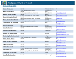 Licensed Clergy- 2015 The Episcopal Church in Vermont
