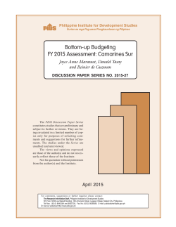 Bottom-up Budgeting FY 2015 Assessment: Camarines Sur