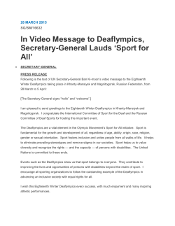 In Video Message to Deaflympics, Secretary