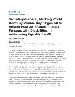 Secretary-General, Marking World Down Syndrome Day, Urges All
