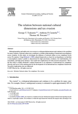 The relation between national cultural dimensions and tax evasion