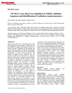 NF-ÎºB as a key player in regulation of cellular radiation responses