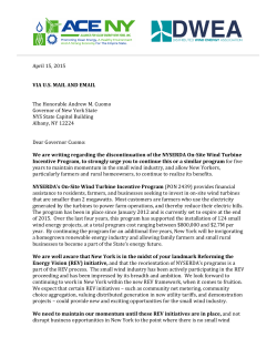 Letter to Governor Cuomo - Distributed Wind Energy Association