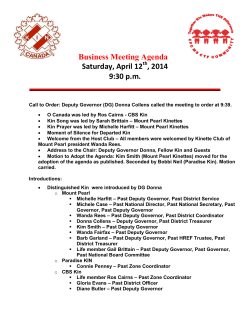 Business Meeting Agenda Saturday, April 12 , 2014 9:30 p.m.