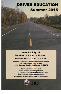 DRIVER EDUCATION Summer 2015 - St. Charles Community Unit