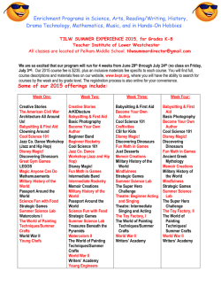 Enrichment Programs in Science, Arts, Reading/Writing, History