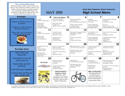 MAY 2015 High School Menu - School Nutrition and Fitness