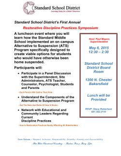 Standard School District`s First Annual Restorative Discipline