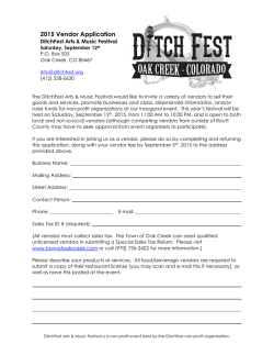 2015 Vendor Application - DitchFest Arts & Music Festival